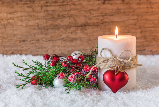 istock Christmas composition with candlelight and ornaments 849282264