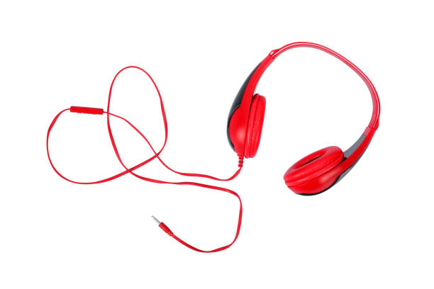 istock Musical equipment - Red headphone. Isolated 849286254