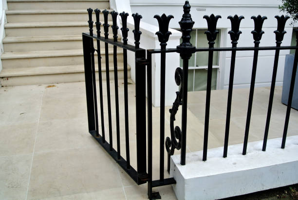 istock Black metal fence 849286522
