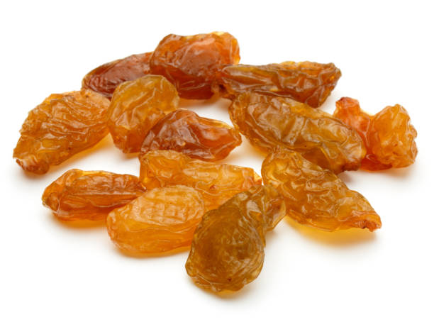 istock Yellow sultanas raisins isolated on white background cutout 849287466