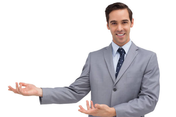 istock Young businessman presenting something with his hands 849293056