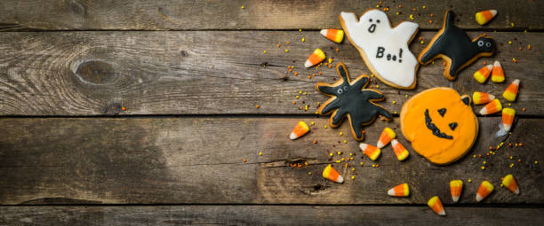 istock Halloween concept with cookies and candies 849297798