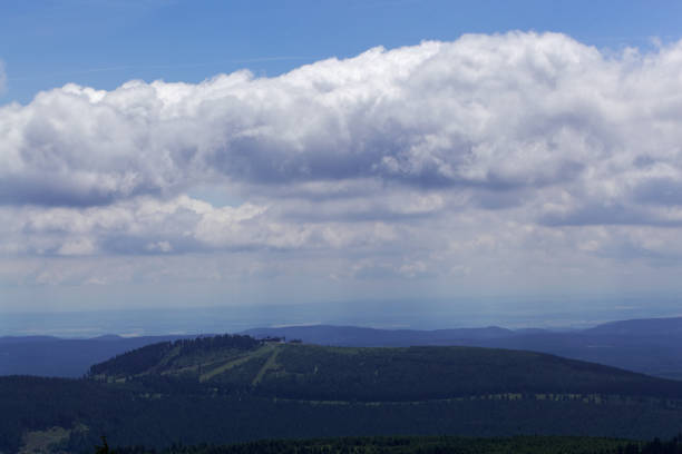 Mountain view from the Brocken in the Harz mountains in central Germany.