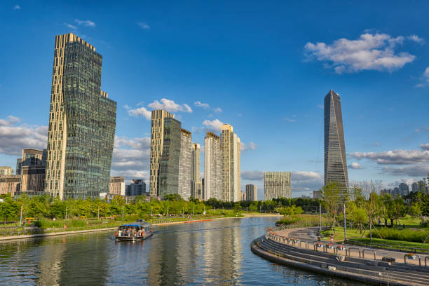 Songdo International City - cityscape Central Park. incheon stock pictures, royalty-free photos & images