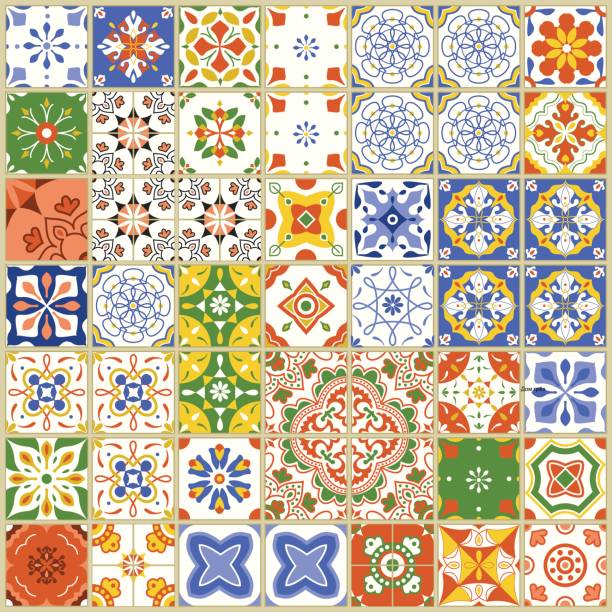 istock Seamless pattern with portuguese tiles. Vector illustration of Azulejo on white background. Mediterranean style. Multicolor design 849305836