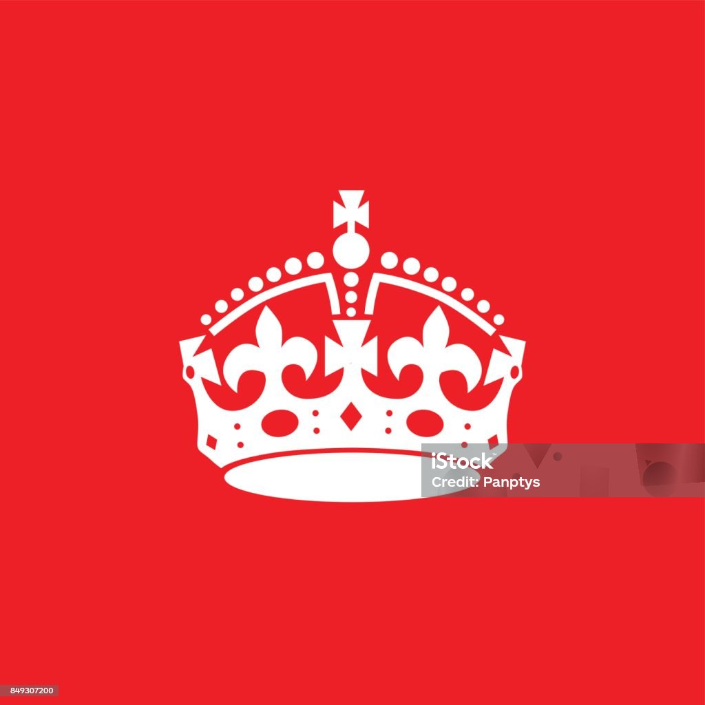 English crown icon isolated on red background. Vector art: english crown. Crown - Headwear stock vector