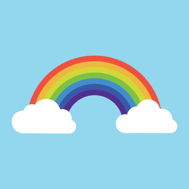 ilustrações de stock, clip art, desenhos animados e ícones de rainbow with clouds icon. isolated on background. vector illustration. - serhii
