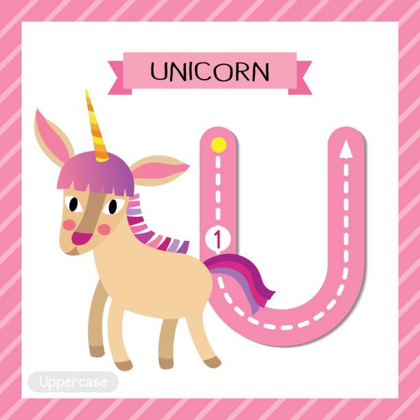 Letter U Uppercase Tracing Unicorn Stock Illustration - Download Image Now  - Alphabet, Alphabetical Order, Animal - iStock