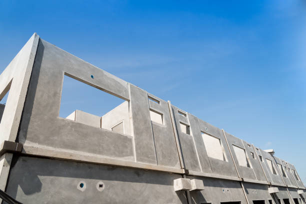 istock Prefabricated building isolated on blue sky background. 849316134