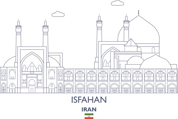 Isfahan City Skyline, Iran Isfahan Linear City Skyline, Iran isfahan stock illustrations