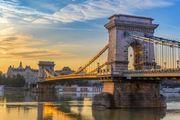 istock Budapest sunrise city skyline at Chain Bridge, Budapest, Hungary 849324804