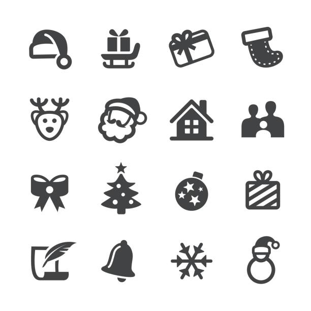 ilustraciones, imágenes clip art, dibujos animados e iconos de stock de vector iconos de navidad - christmas window santa claus lighting equipment