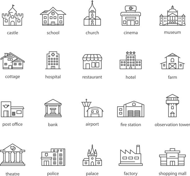 collection of touristic icons collection of touristic icons fire station stock illustrations