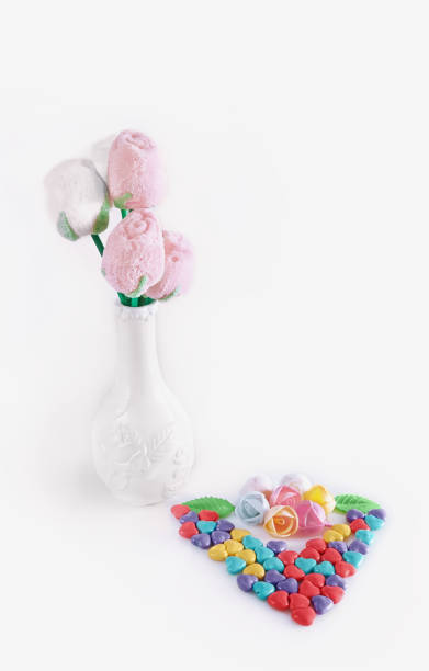 istock Hearts made of candy on Valentine's day with red basket 849330868
