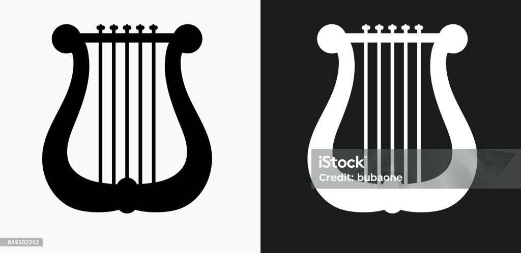 Icon Harfe Musikalischen Harfe Symbol Auf Schwarzweißvektorhintergründe Stock ...
