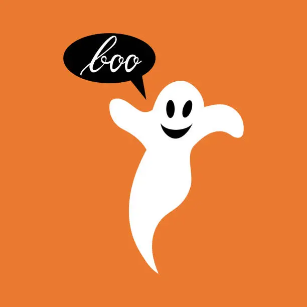 Vector illustration of Boo modern inscription with ghost.