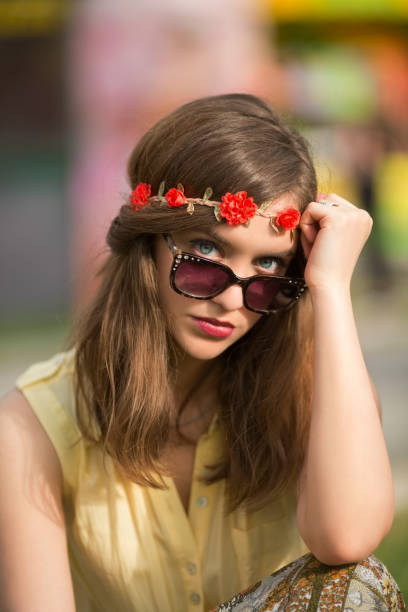 istock Young woman at the amusement park 849340692
