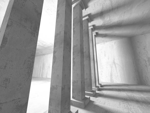 istock Dark basement empty room interior. Concrete walls 849348084
