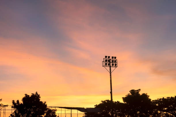 Silhouette of spotlight with sky in evening