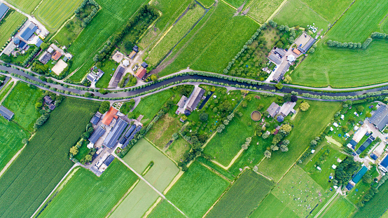 Aerial view of Snelrewaard hamlet near Oudewater