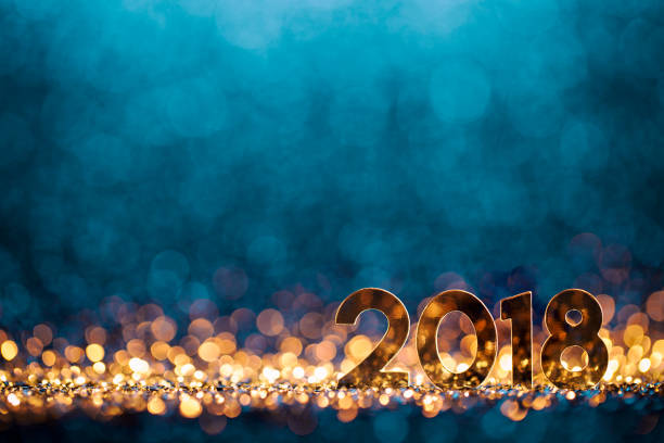 istock New Year Christmas Decoration 2018 - Gold Blue Party Celebration 849355362