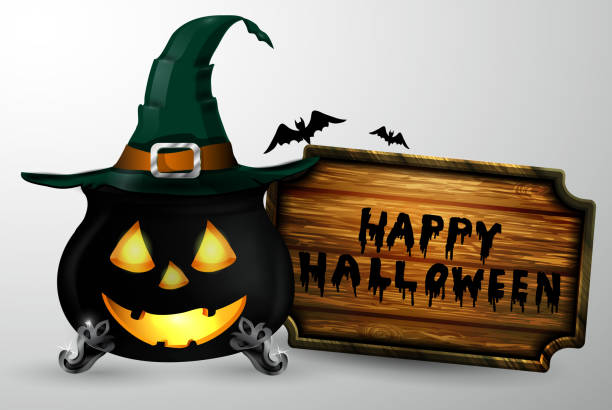 cartoon halloween witchs kessel - witchs stock-grafiken, -clipart, -cartoons und -symbole