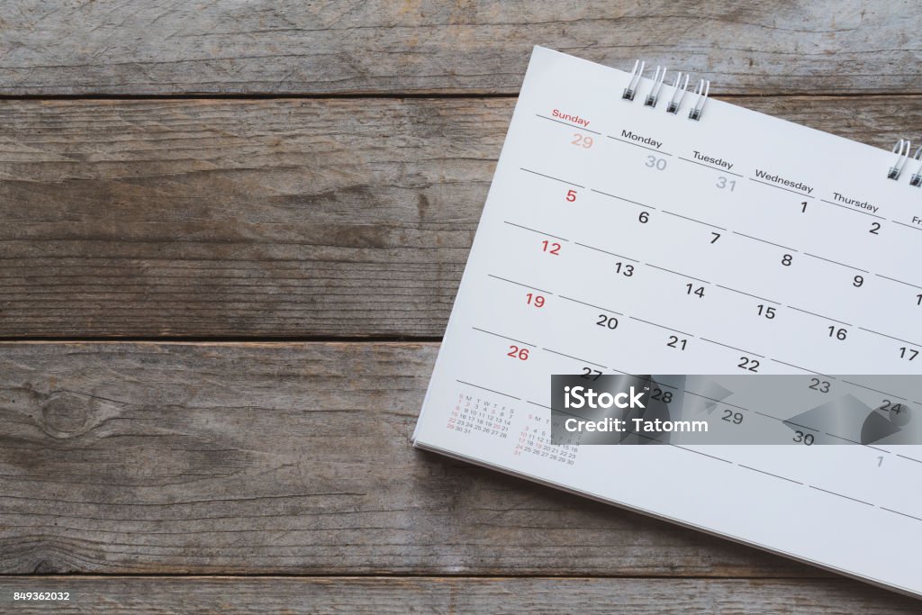 close up of calendar on the table Calendar Stock Photo