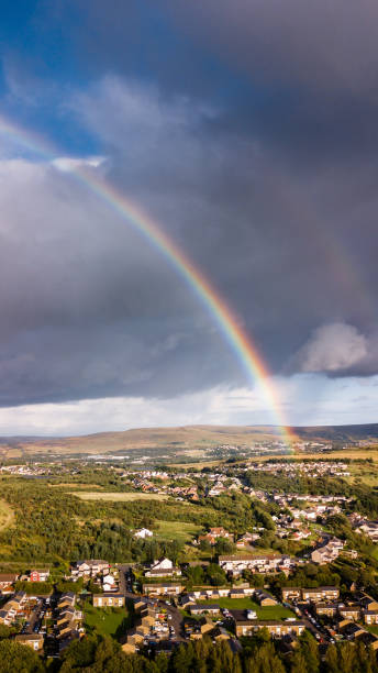 istock Aerial view of a rainbow over a small Welsh town 849362264