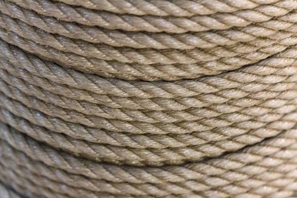 istock Macro photo of fine sailing rope on an upright spool 849374376