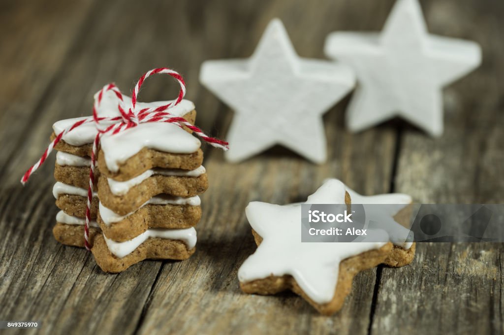 Advent Season pile of Christmas cookies Stack of christmas star cookies as gift Advent Stock Photo