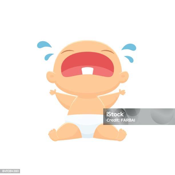 Baby Crying Vector Isolated Illustration Stock Illustration - Download Image Now - Baby - Human Age, Crying, Cartoon
