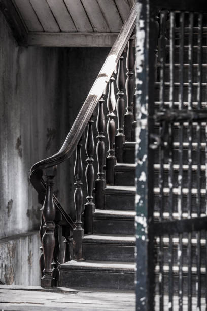 istock Old wooden stairs i 849390440