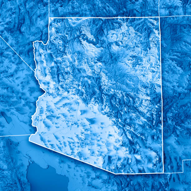 istock Arizona State USA 3D Render Topographic Map Blue Border 849390992