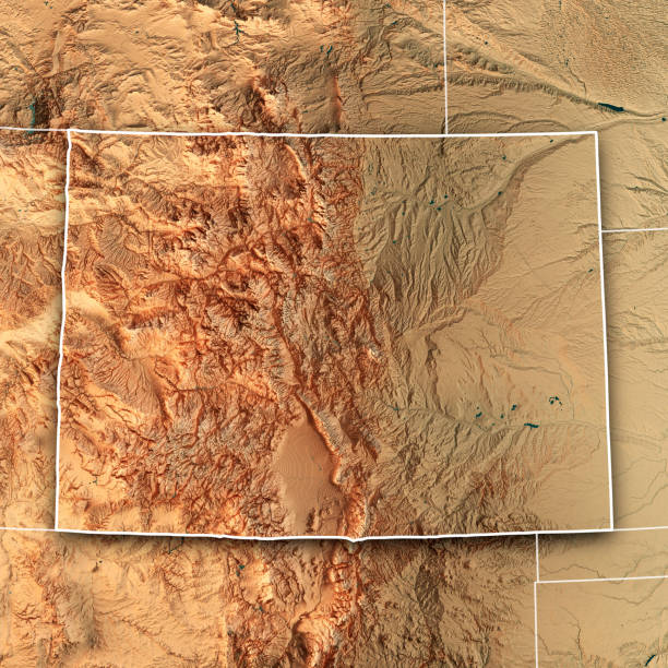 Colorado State USA 3D Render Topographic Map Border