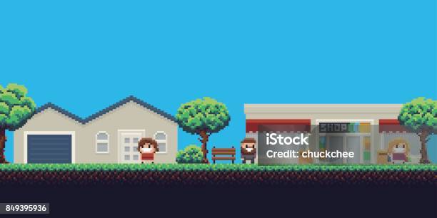 Pixel Shop Stock Illustration - Download Image Now - Pixel Art, Store, Pixelated