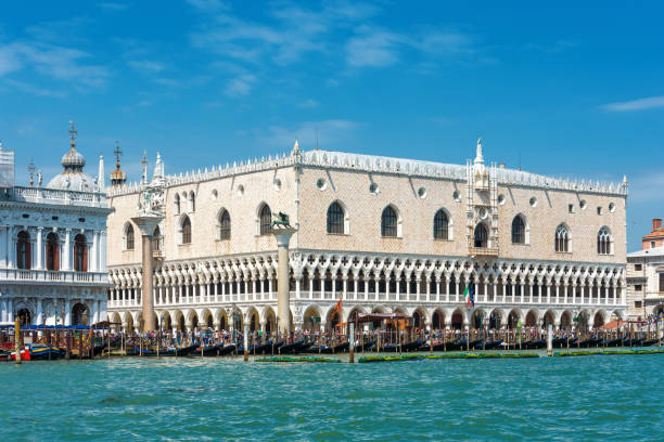 Saint Mark`s Square with Doge`s Palace, or Palazzo Ducale, in Venice, Italy. This place is the main tourist destination in Venice.