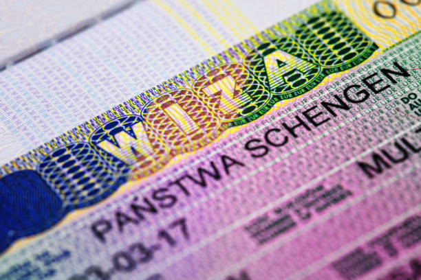 Macro photo of shengen visa stock photo