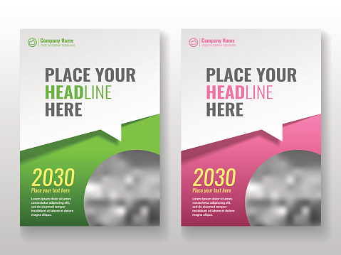 Cover template for books, magazine, brochures, corporate presentations, annual reports, posters, portfolios, banner website etc. Green and pink. Format A4. Vector illustration.