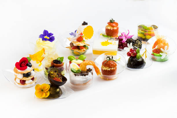 istock Mini desserts and meat canapes vegetable snacks 849432472