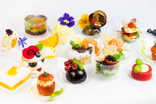 istock Mini desserts and meat canapes vegetable snacks 849432476