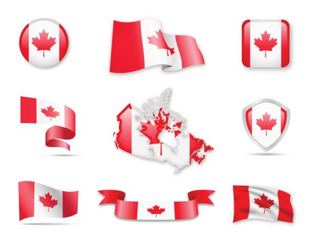 flag collection - kanada-set - canadian flag canada flag freedom stock-grafiken, -clipart, -cartoons und -symbole