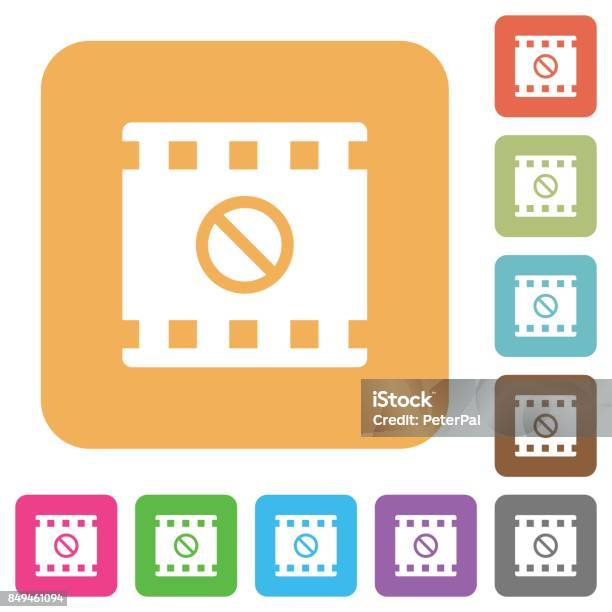 Movie Disabled Rounded Square Flat Icons Stock Illustration - Download Image Now - Applying, Arts Culture and Entertainment, Bent