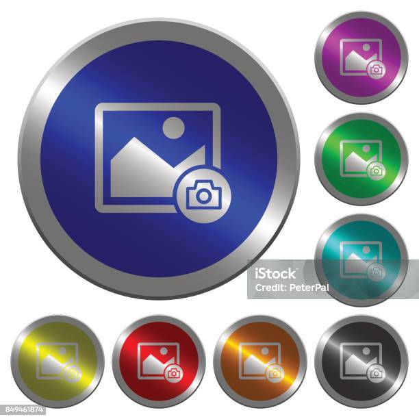 Grab Image Luminous Coinlike Round Color Buttons Stock Illustration - Download Image Now - Art Product, Artist's Canvas, Border - Frame