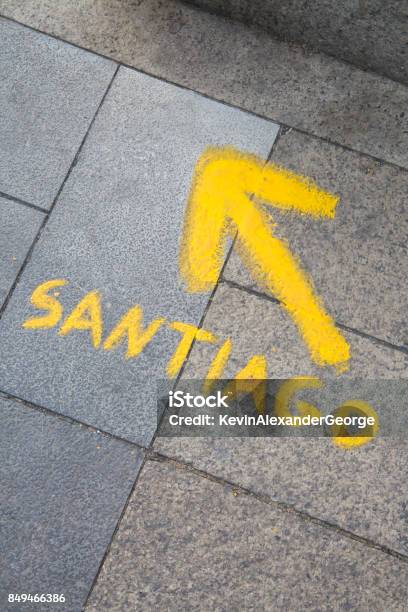 Santiago Direction Sign Leon Stock Photo - Download Image Now - Arrow Symbol, Camino De Santiago, Direction