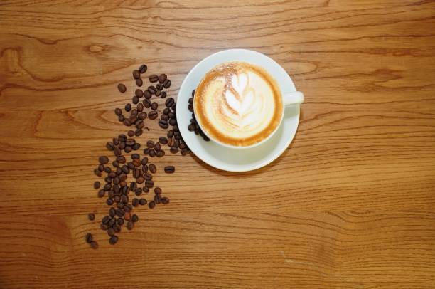 istock Top view of latte coffee decor 849493696