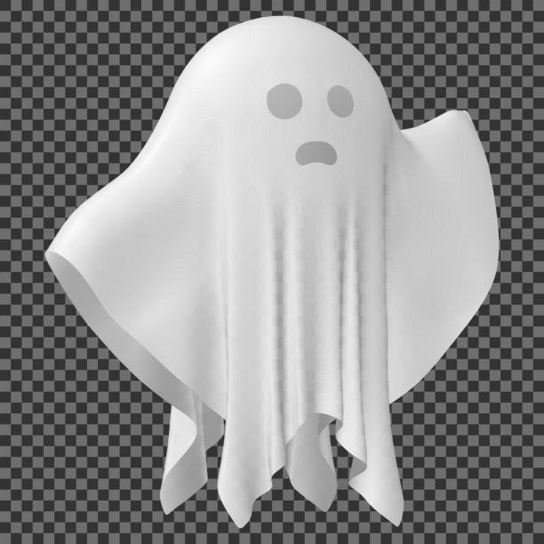 istock Ghost of Halloween party in white sheet on transparent background. Vector illustration 849494064