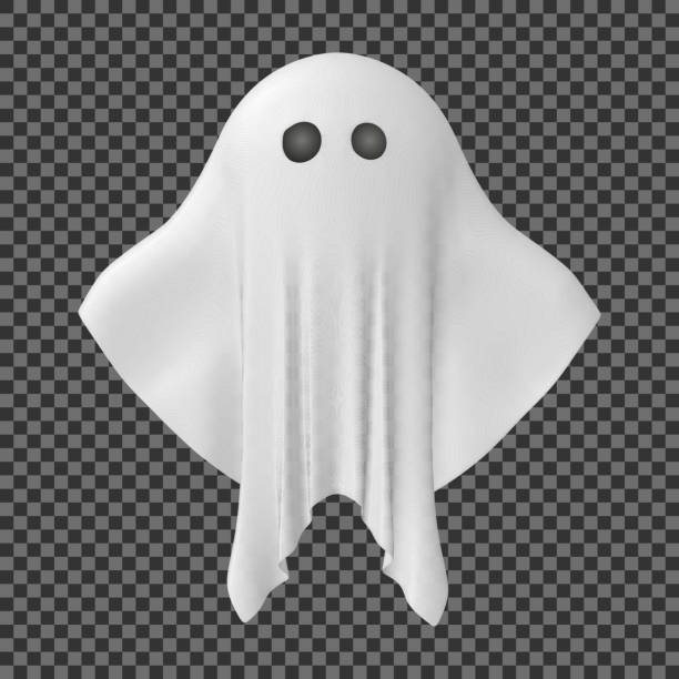 istock Ghost of Halloween party in white sheet on transparent background. Vector illustration 849494200