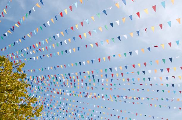 istock Lots of colorful flags in the sky 849494364