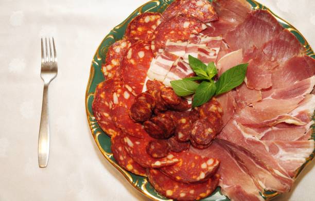 istock Appetizer on the plate ham ,sausage 849497022