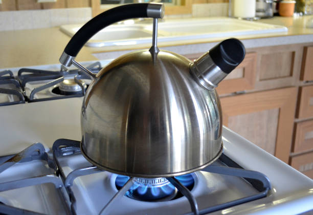 istock Nature. Tea kettle on a gas stove. 849507404